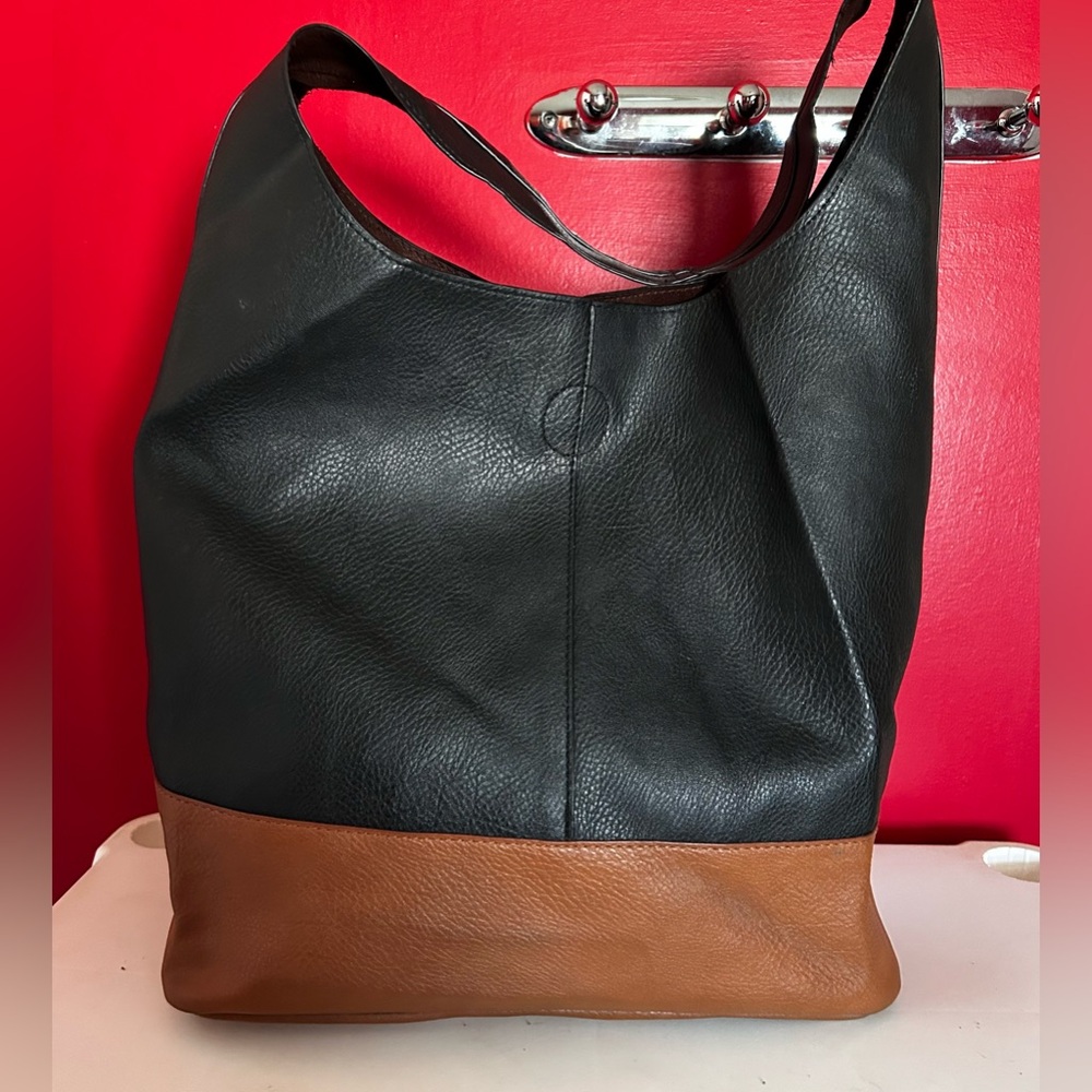Payless Black & Tan Hobo Bag